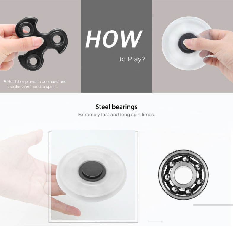 DIY Leaf Trilateral Pattern ABS Hand Spinner Steel Bearings Finger Toy Stress Reliever Anxiety Reducer