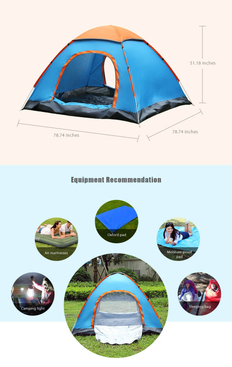 SHENGYUAN Outdoor Water Resistant Automatic Instant Setup Two Doors 3 - 4 Person Camping Tent with Canopy