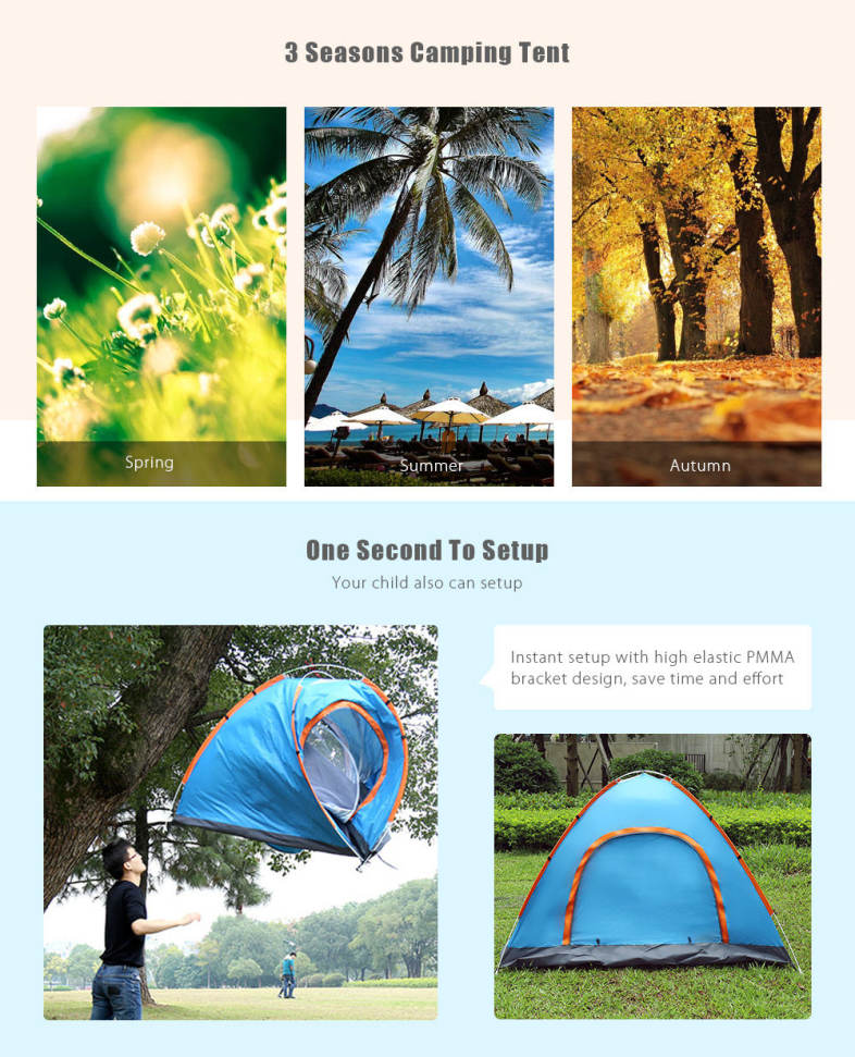 SHENGYUAN Outdoor Water Resistant Automatic Instant Setup Two Doors 3 - 4 Person Camping Tent with Canopy