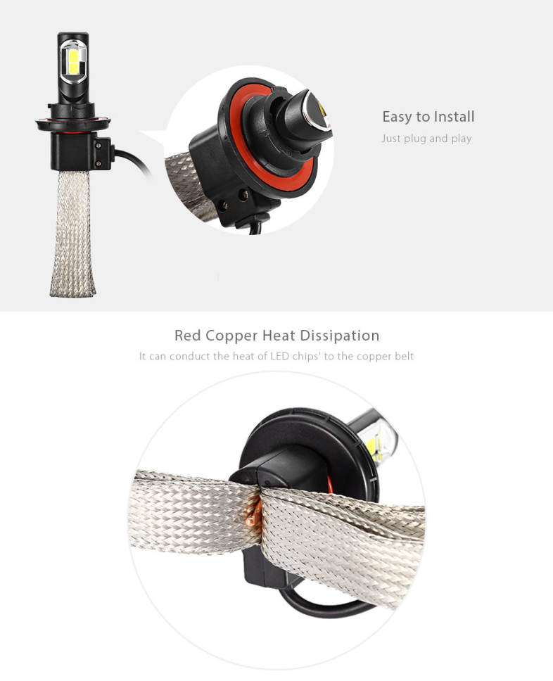 S7 H13 72W 8000LM Pair of Car LED Headlight 6000K Auto Front Lamp