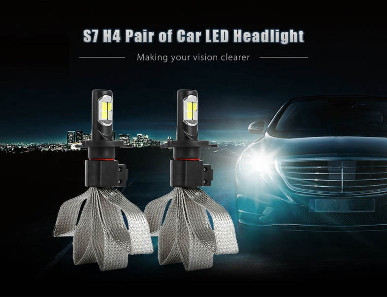 S7 H4 72W 8000LM Pair of Car LED Headlight 6000K Auto Front Lamp