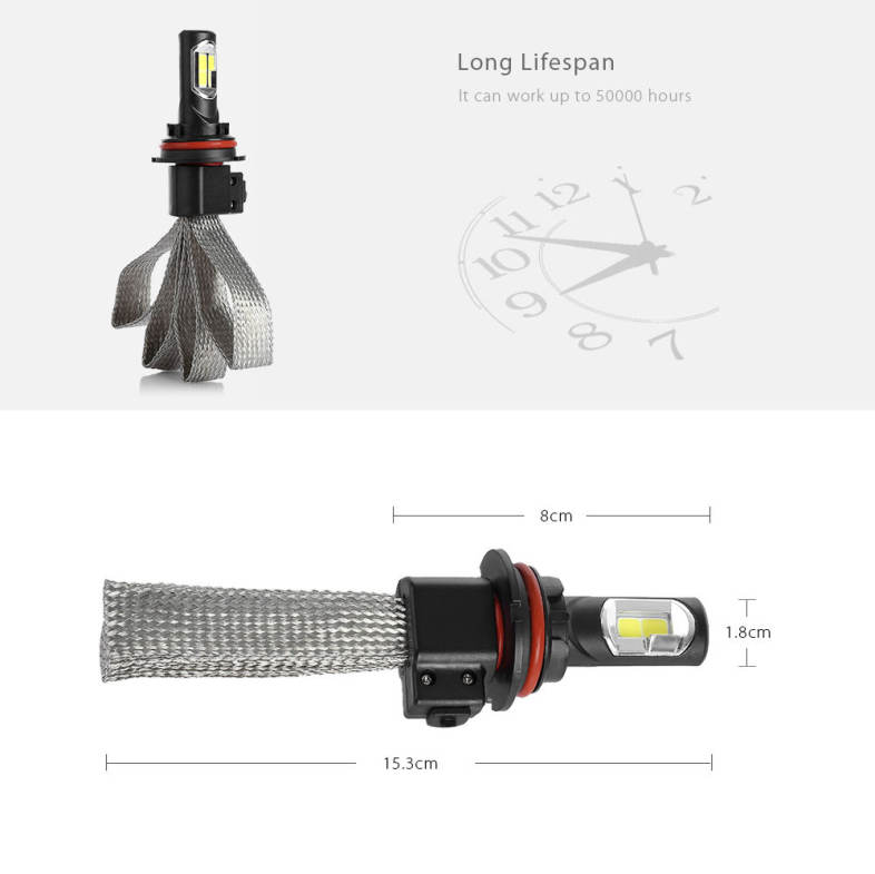 S7 9004 72W 8000LM Pair of Car LED Headlight 6000K Auto Front Lamp