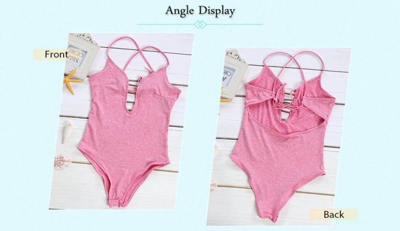 Sexy Spaghetti Strap Hollow Out Backless Swimsuit for Women