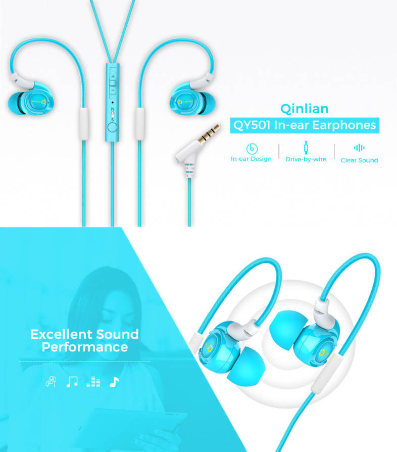 Qinlian QY501 3.5MM Stereo Wired In-ear Earphones