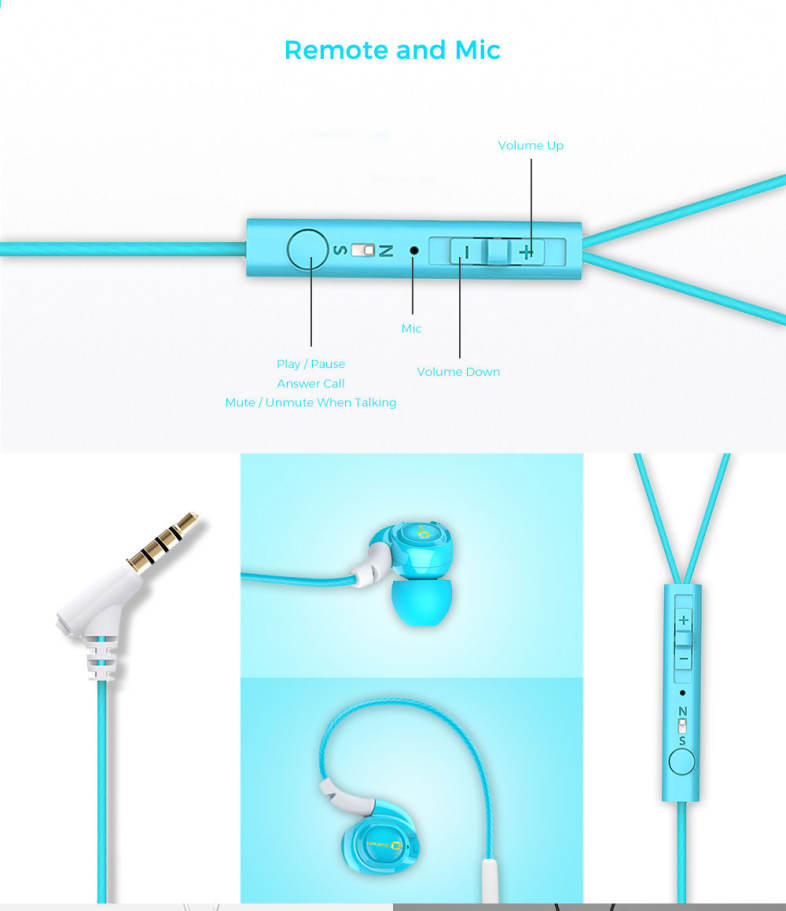 Qinlian QY501 3.5MM Stereo Wired In-ear Earphones