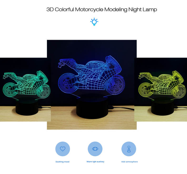 3D Colorful Motorcycle Model LED Table Lamp