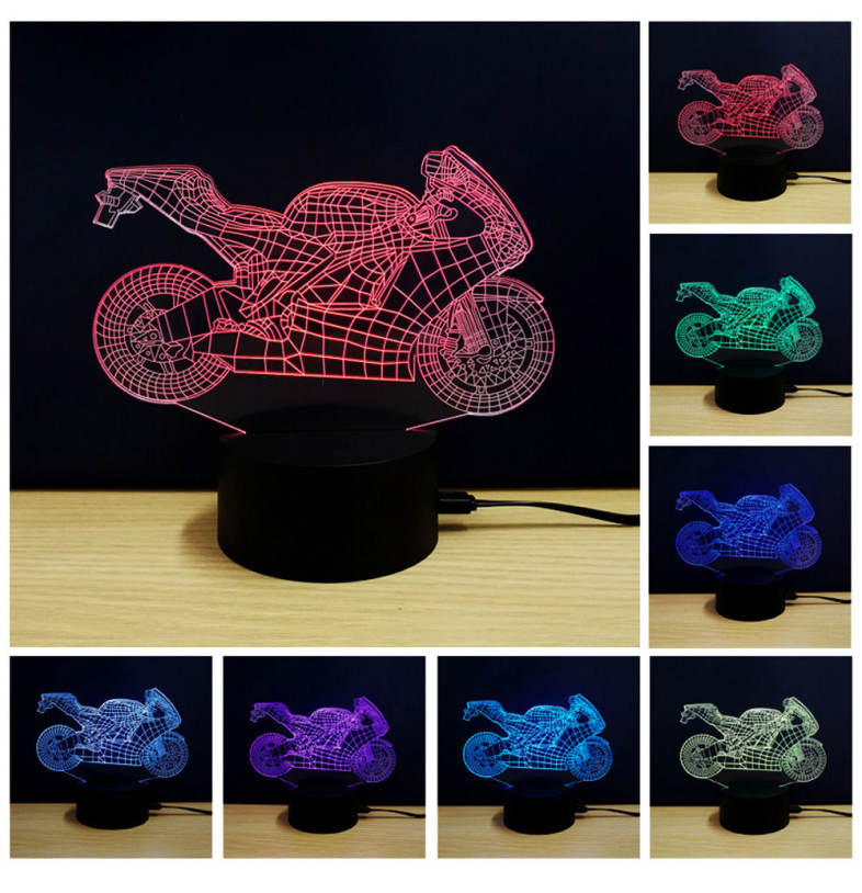 3D Colorful Motorcycle Model LED Table Lamp