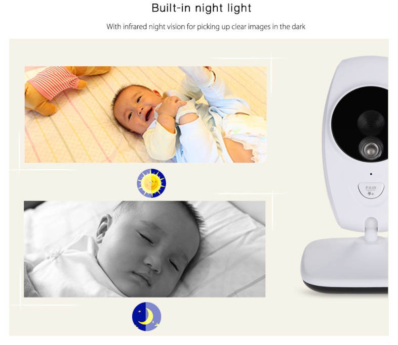 7.0 inch 2.4GHz Wireless TFT LCD 2 Camera Video Baby Monitor with Infrared Night Vision