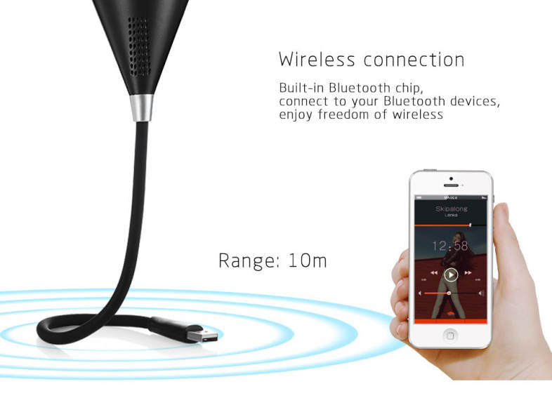 E - WONDERLAND USB LED Lamp Bluetooth Speaker Flexible Gooseneck 115 Lumens