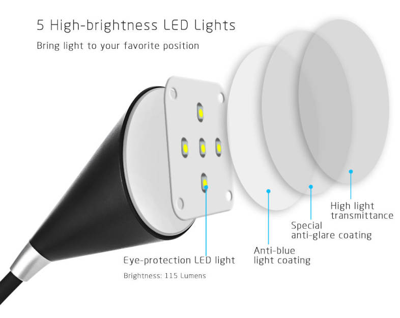 E - WONDERLAND USB LED Lamp Bluetooth Speaker Flexible Gooseneck 115 Lumens