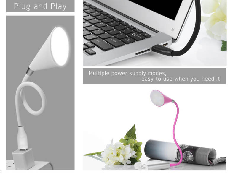 E - WONDERLAND USB LED Lamp Bluetooth Speaker Flexible Gooseneck 115 Lumens