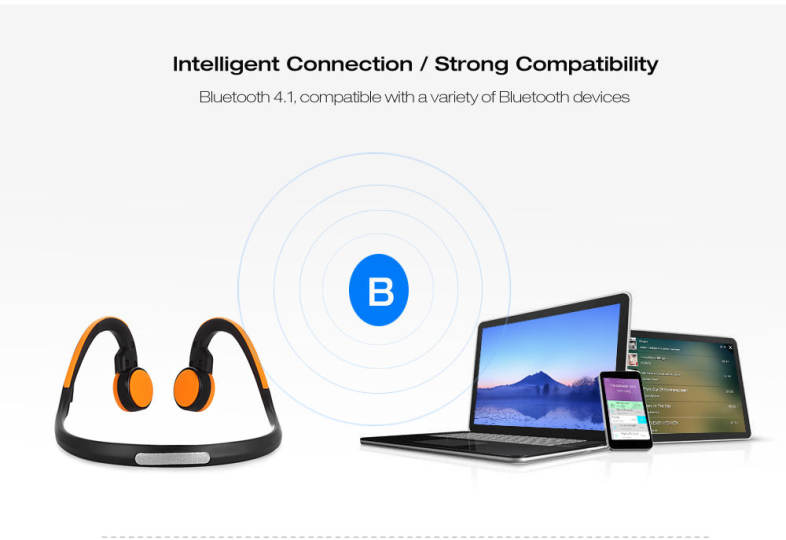 Signet BT - BK Bluetooth 4.1 Open-ear Bone Conduction Headphones Noise Canceling Headband with Microphone