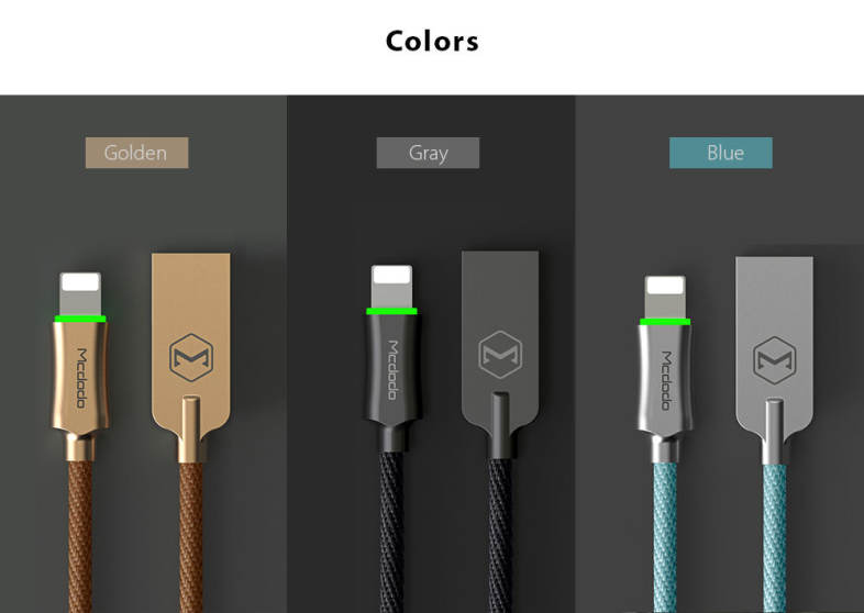 MCDODO CA - 390 Knight Series 8 Pin 2.4A Fast Charging Auto Disconnection Data Sync Cable with Flashlight 1.8M