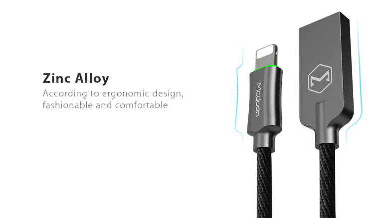 MCDODO CA - 390 Knight Series 8 Pin 2.4A Fast Charging Auto Disconnection Data Sync Cable with Flashlight 1.8M