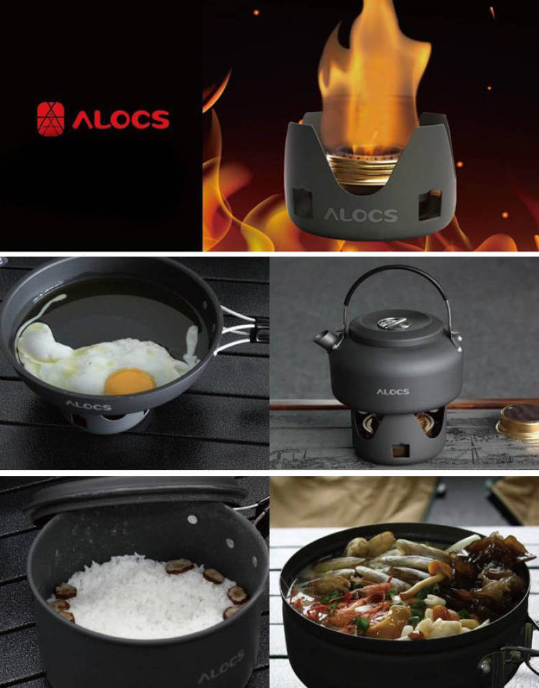 Alocs Portable Mini Spirit Burner Alcohol Stove for Outdoor Backpacking Hiking Camping