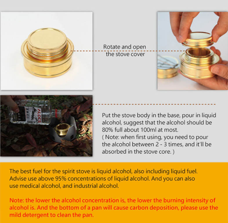 Alocs Portable Mini Spirit Burner Alcohol Stove for Outdoor Backpacking Hiking Camping