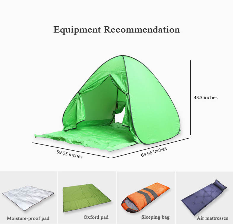 CLEYE Outdoor Water Resistant Automatic Instant Setup 2 Person Beach Tent with Door Curtain