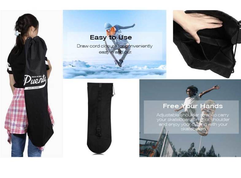 PUENTE Outdoor Water Resistant High-fiber Polyester Draw Cord Skateboard Scooter Carrying Bag