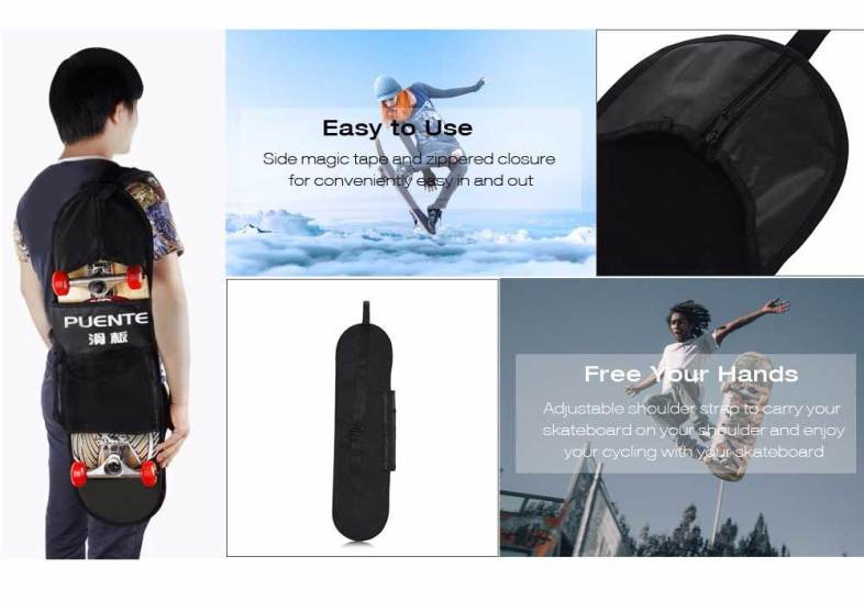 PUENTE Outdoor Water Resistant High-fiber Polyester Skateboard Scooter Carrying Bag Case