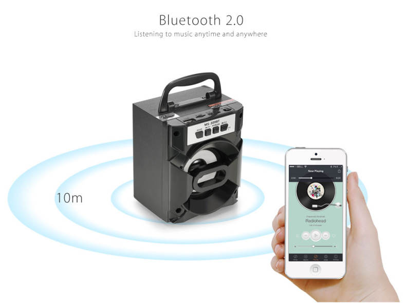 Redmaine MS - 309BT Bluetooth Portable Speaker with LED Lights 3 inch Driver Unit