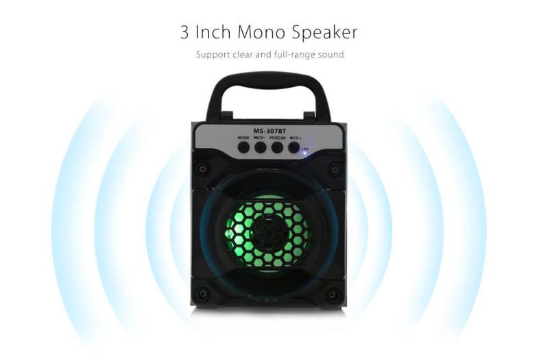 Redmaine MS - 307BT Portable Bluetooth Speaker with LED Lights 3 inch Driver Unit