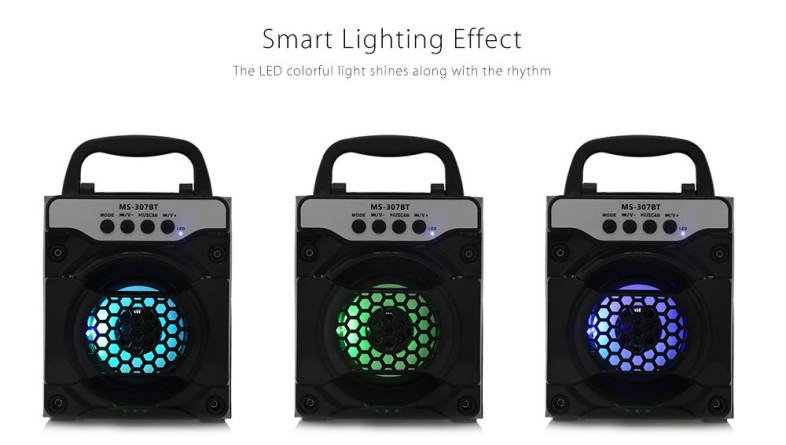 Redmaine MS - 307BT Portable Bluetooth Speaker with LED Lights 3 inch Driver Unit
