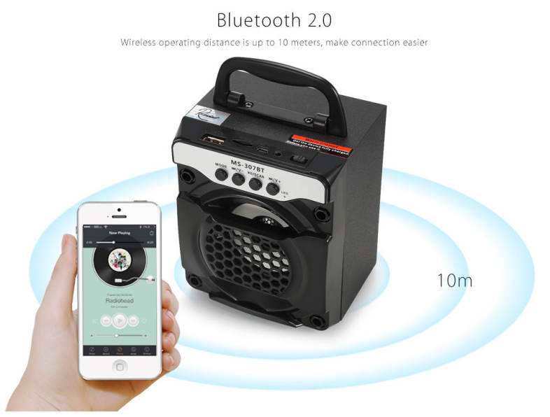 Redmaine MS - 307BT Portable Bluetooth Speaker with LED Lights 3 inch Driver Unit