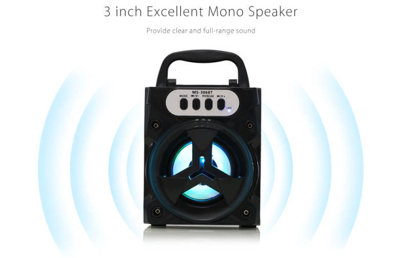 Redmaine MS - 306BT Bluetooth Portable Speaker with LED Lights 3 inch Driver Unit