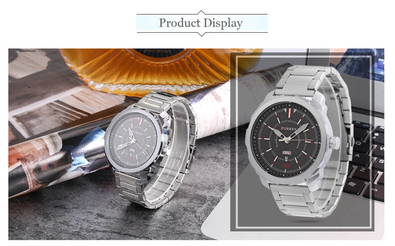 CURREN 8266 Male Quartz Watch Dual Date Display 3ATM Wristwatch