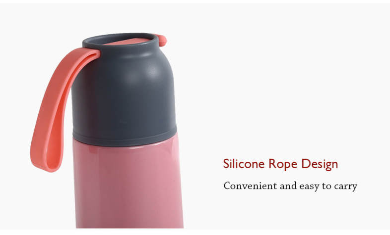 Portable Vacuum Insulated Cup Stainless Steel Travel Mug Water Bottle with Silicone Handle