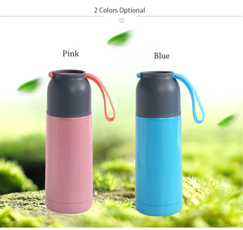Portable Vacuum Insulated Cup Stainless Steel Travel Mug Water Bottle with Silicone Handle