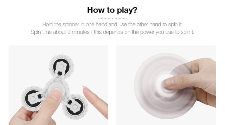 Four Gear Rotating Trilateral Pattern ABS Hand Spinner Metal Bearings Finger Toy Stress Reliever Anxiety Reducer
