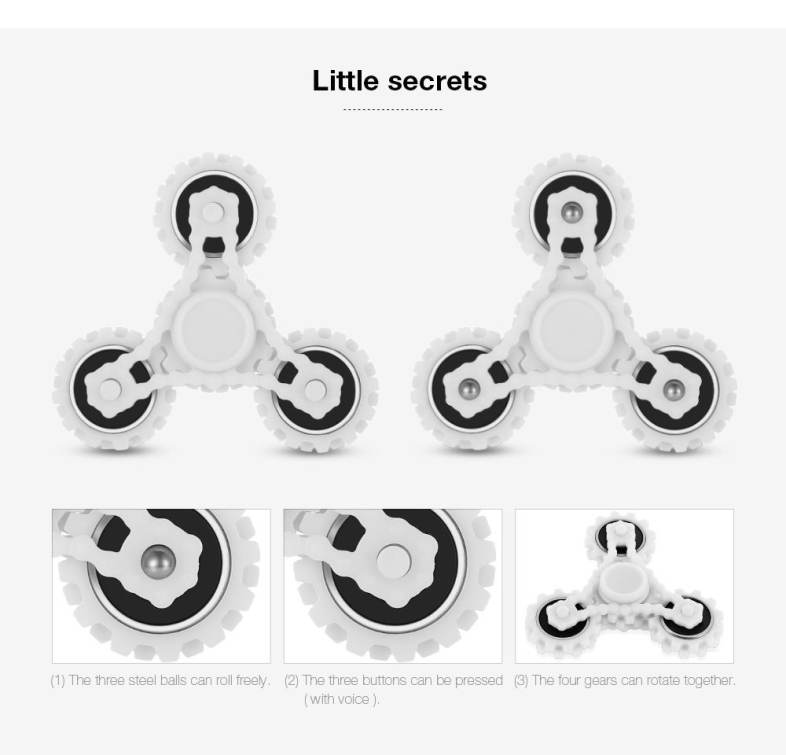 Four Gear Rotating Trilateral Pattern ABS Hand Spinner Metal Bearings Finger Toy Stress Reliever Anxiety Reducer