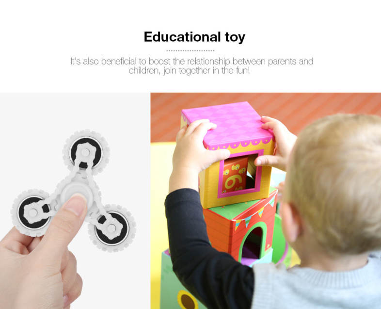 Four Gear Rotating Trilateral Pattern ABS Hand Spinner Metal Bearings Finger Toy Stress Reliever Anxiety Reducer