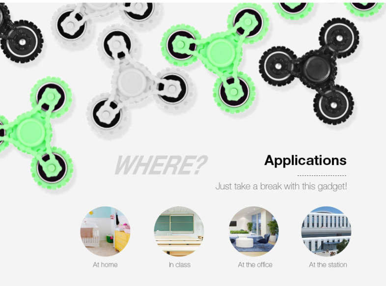 Four Gear Rotating Trilateral Pattern ABS Hand Spinner Metal Bearings Finger Toy Stress Reliever Anxiety Reducer