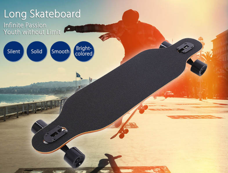 PUENTE Fashionable Long Skateboard Four-wheel Roller Scooter Travel Tools