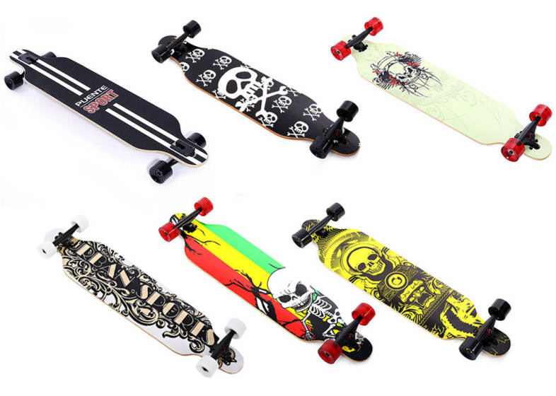 PUENTE Fashionable Long Skateboard Four-wheel Roller Scooter Travel Tools