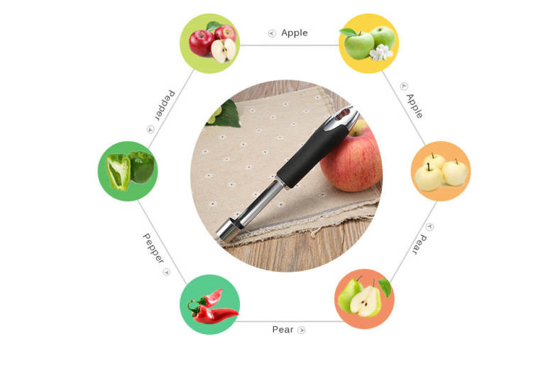 Stainless Steel Fruit Apple Corer Core Seed Remover Kitchen Gadget