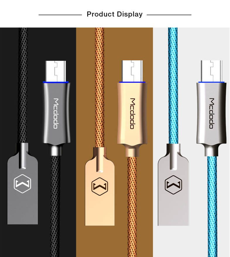 MCDODO CA - 289 Knight Series QC 3.0 Micro USB 3A Fast Charging Auto Disconnection Data Sync Cable with Flashlight 1M