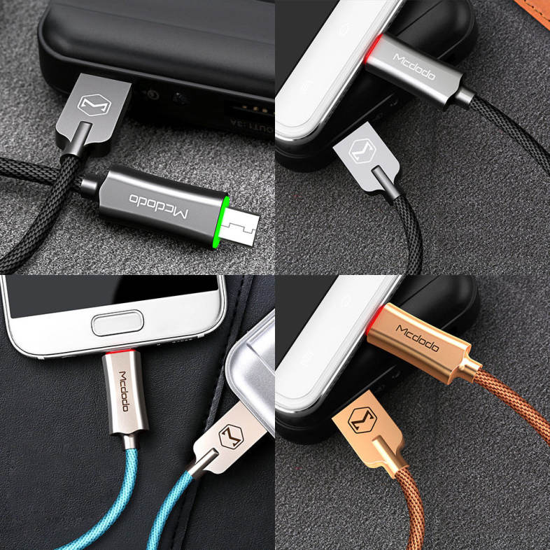 MCDODO CA - 289 Knight Series QC 3.0 Micro USB 3A Fast Charging Auto Disconnection Data Sync Cable with Flashlight 1M