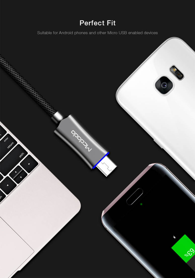 MCDODO CA - 289 Knight Series QC 3.0 Micro USB 3A Fast Charging Auto Disconnection Data Sync Cable with Flashlight 1M