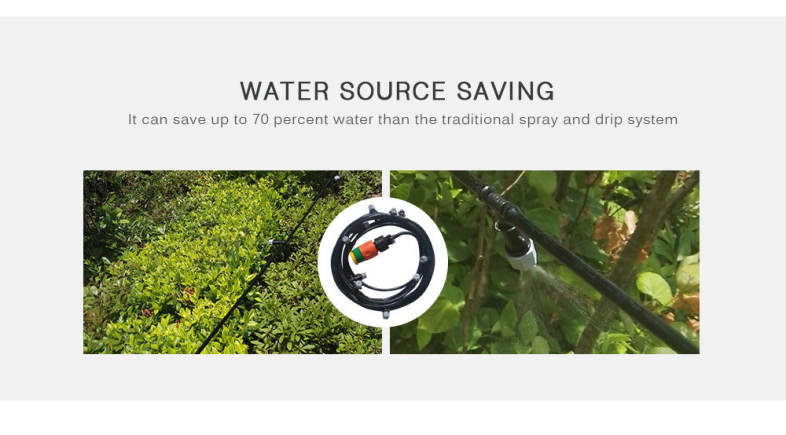 Fog Nozzles Irrigation System Misting Watering with 10M Garden Hose Spray Head