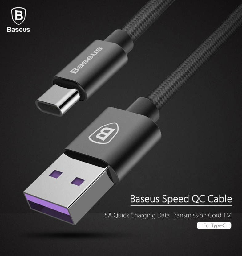 Baseus Speed QC Cable Type-C Data Transmission 5A Quick Charging Cord 1M