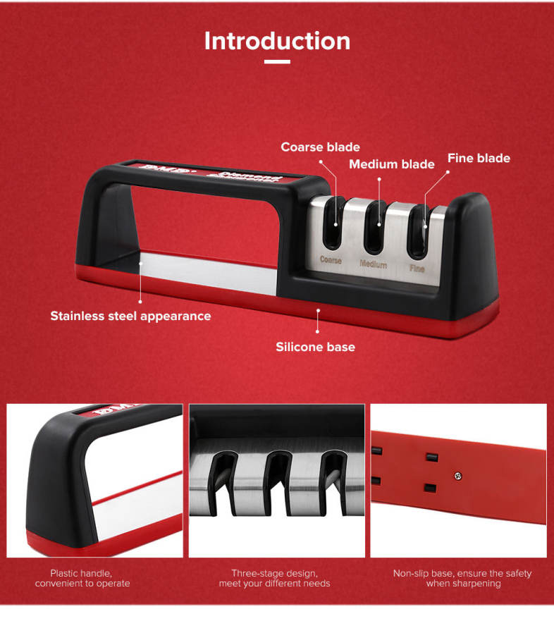 DMD Three-stage Diamond Tungsten Steel Ceramic Kitchen Knife Sharpener