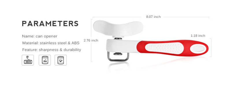 Stainless Steel Manual Can Opener with Soft Grip Handle