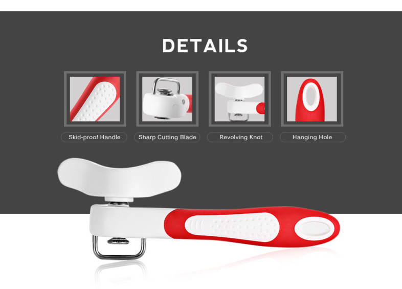Stainless Steel Manual Can Opener with Soft Grip Handle