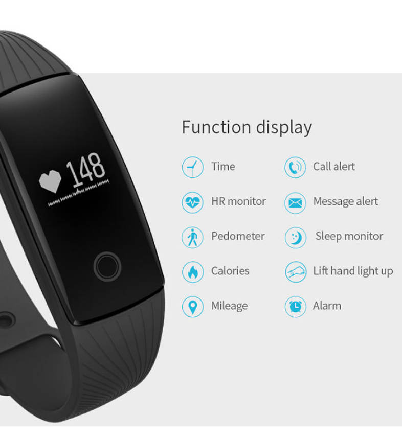 V05C Smartband Bluetooth 4.0 IP65 Waterproof Sedentary Reminder Sleep Monitor Pedometer Android iOS Compatible