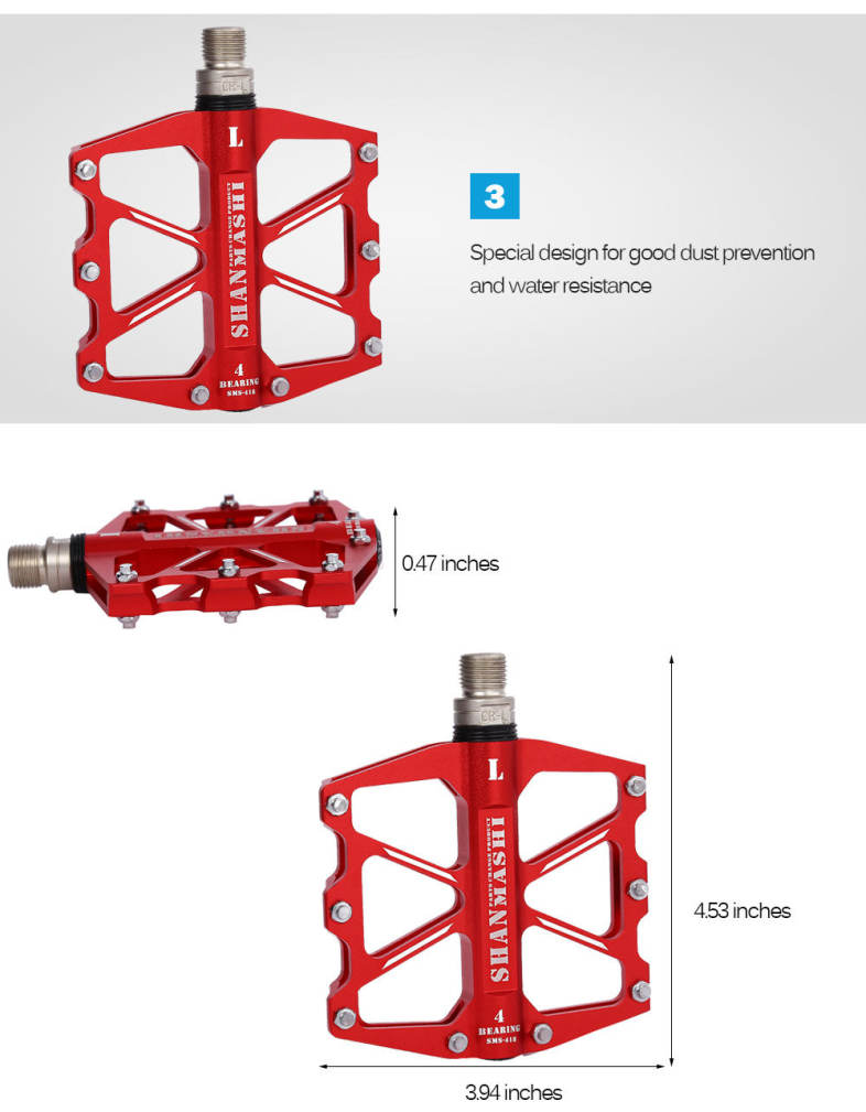 SHANMASHI SMS - 418 Paired Aluminium Alloy 4 Bearings Bicycle Pedal