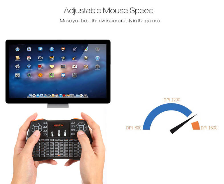 VIBOTON i8 Plus 2.4G Wireless Keyboard Fly Air Mouse Touchpad Backlight Version