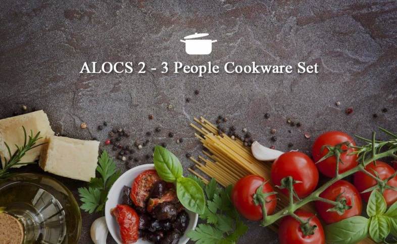 ALOCS CW - C19T Alumina Portable Ultralight 2 - 3 People Cooking Kit Cookware Set Pot Pan Kettle Dishcloth for Camping Picnic Hiking